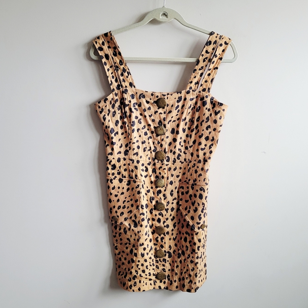 Nicholas Leopard Print Wooden Button Jumper‎ Dress